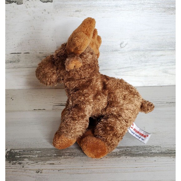 Aurora World Maxamoose Brown Moose Stuffed Animal 8" Mini Flopsie Beanie Plush - Picture 2 of 7